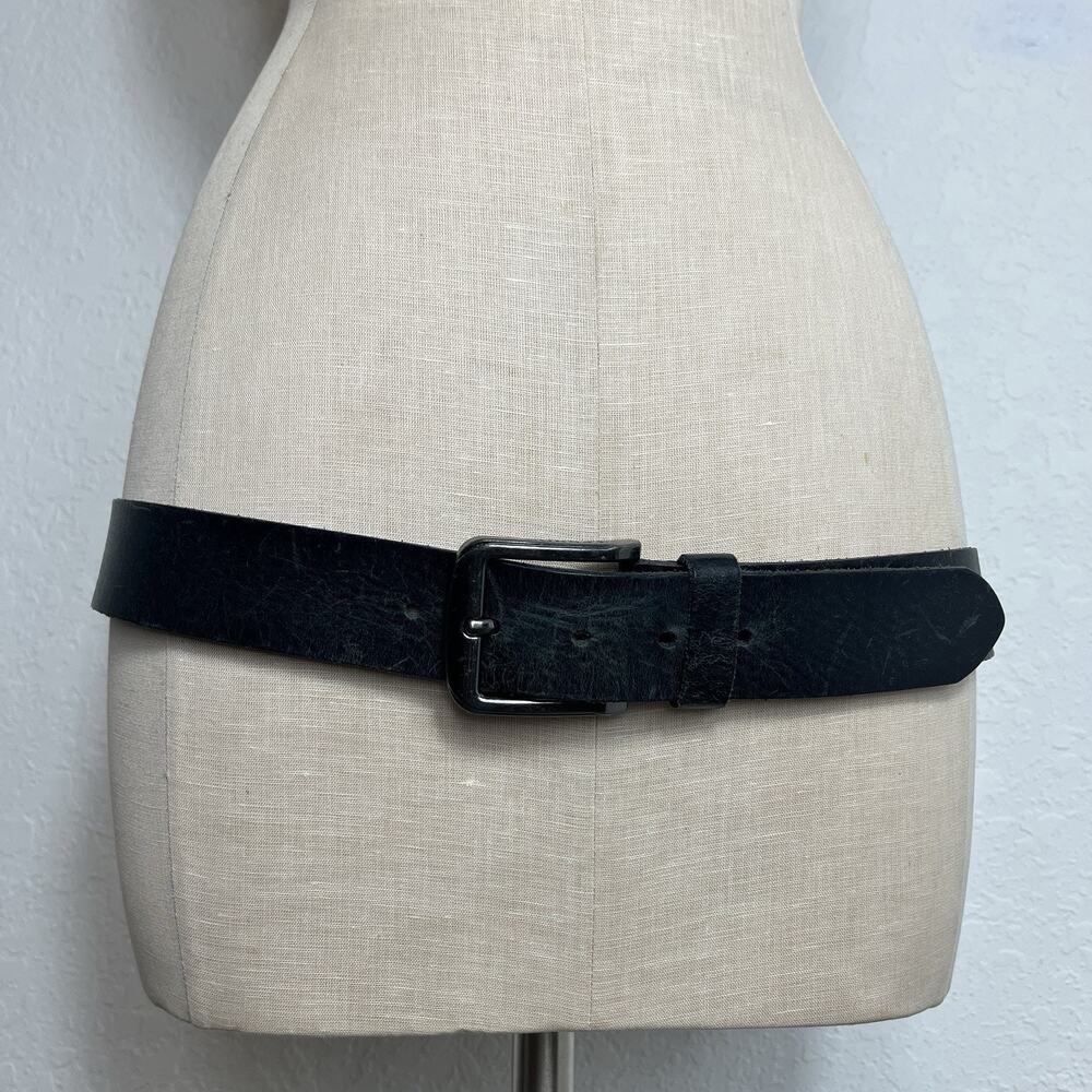 Lerros Mens Black Genuine Leather Belt size 95cm (M), classic, gunmetal hardware